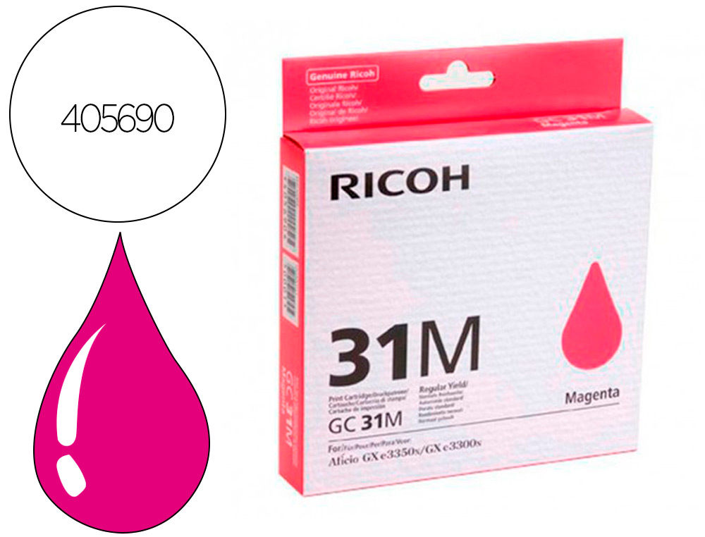 CARTOUCHE RICOH GC-31M  GEL ENCRE 405690 COULEUR MAGENTA 1560P
