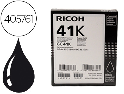 CARTOUCHE RICOH GC41 JET D'ENCRE 40761 POUR SG3100/3110/7100 COULEUR NOIR HAUTE CAPACIT 2500P