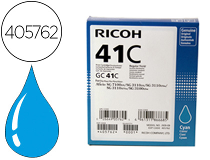 CARTOUCHE RICOH GC41 JET D'ENCRE 405762 POUR SG3100/3110/7100 COULEUR CYAN HAUTE CAPACIT 2200P