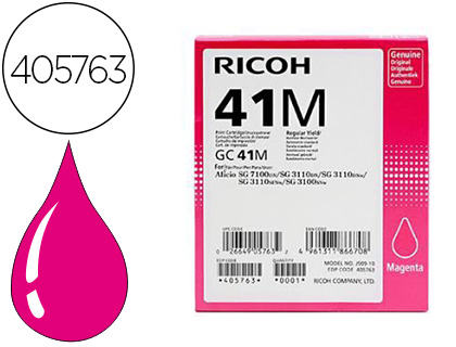 CARTOUCHE RICOH GC41 JET D'ENCRE 405763 POUR SG3100/3110/7100 COULEUR MAGENTA HAUTE CAPACIT 2200P