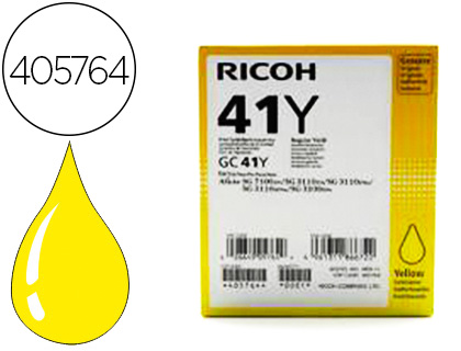 CARTOUCHE RICOH GC41 JET D'ENCRE 405764 POUR SG3100/3110/7100 COULEUR JAUNE HAUTE CAPACIT 2200P