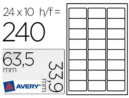 TIQUETTE ADHSIVE AVERY SPCIALE TIMBRE 63.5X 33.9MM POCHETTE 240 UNITS