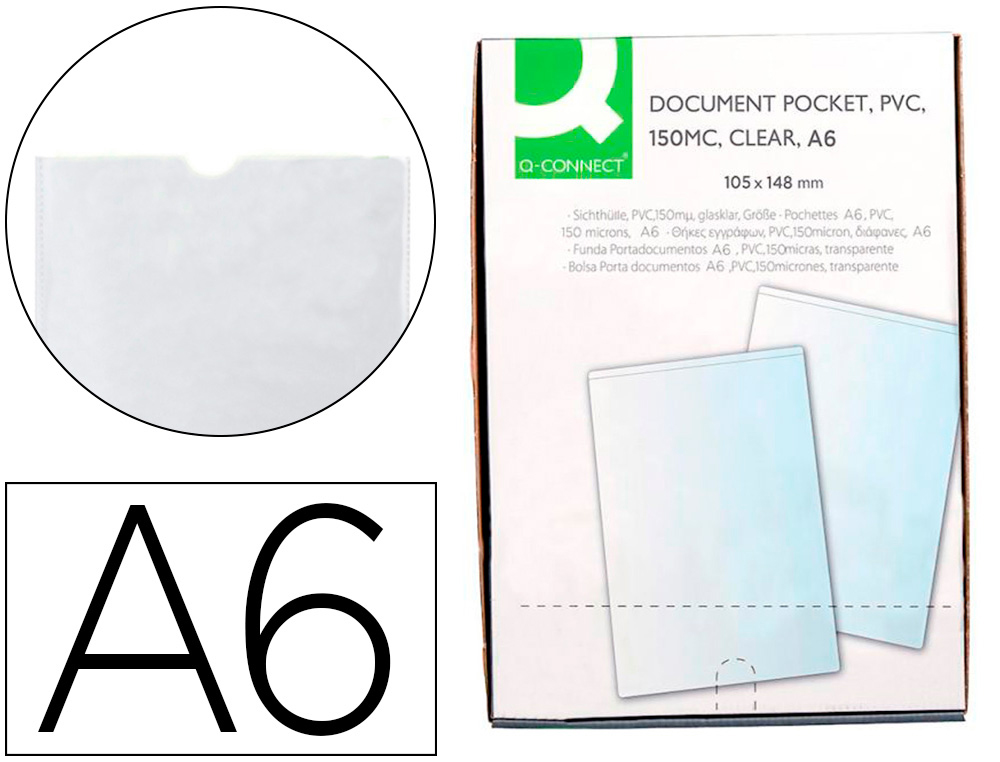 TUI PROTECTION Q-CONNECT PVC TRANSPARENT 15/100E A6 105X148MM CONTOUR SOUD EN U