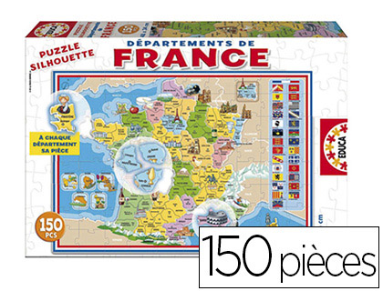 PUZZLE DUCATIF 34X48CM 150 PICES THME LES DPARTEMENTS DE FRANCE DS 3 ANS
