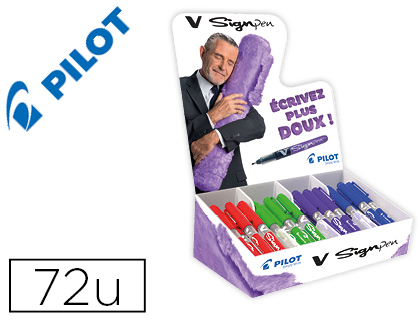 STYLO-FEUTRE PILOT V SIGN PEN POINTE MOYENNE COLORIS ASSORTIS PRSENTOIR 72 UNITS