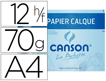 Papier Calque pochette 12F A4 70/75g. - Clairefontaine