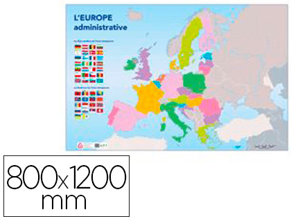 CARTE MUETTE EUROPE ADMINISTRATIVE BOUCHUT GRANDRMY 80x120CM