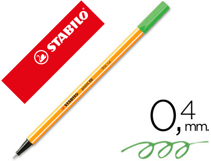 STYLO-FEUTRE STABILO POINT 88 CRITURE FINE 0.4MM 1000M POINTE GAINE MTAL CORPS HEXAGONAL COLORIS VERT