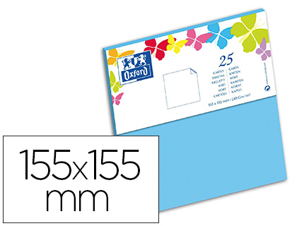 CARTE OXFORD VLIN 155X155MM 240G COLORIS BLEU LAGON TUI 25 UNITS