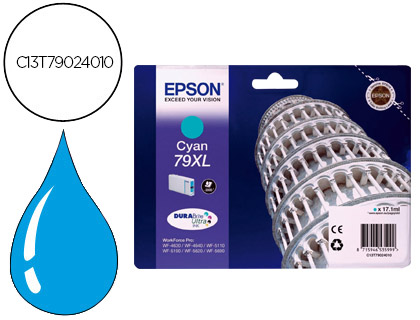 CARTOUCHE EPSON T7902 JET D'ENCRE C13T79024010 COULEUR CYAN HAUTE CAPACIT 2000P