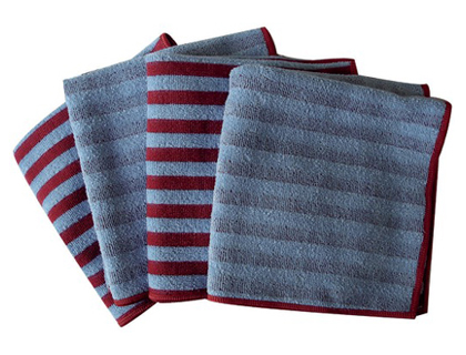 LAVETTE CONCEPT MICROFIBRES 2/1 PARTIE ROUGE GRATTANTE SANS RAYER PARTIE BLEUE FORT GRAMMAGE 30X30CM SACHET 5 UNITS