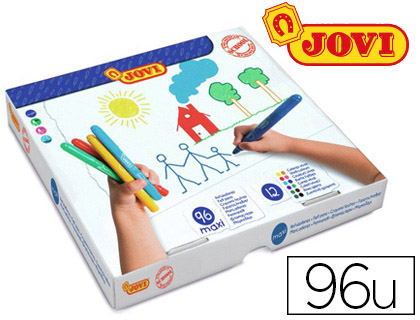 FEUTRE COLORIAGE JOVI SCHOOLPACK POINTE LARGE DIAMTRE 13MM 12 COULEURS ASSORTIES COFFRET COLE 96 UNITS