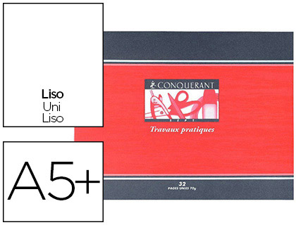 CAHIER PIQU CONQURANT SEPT TRAVAUX PRATIQUES COUVERTURE OFFSET A5+ 17X22CM 32 PAGES UNIES FORMAT PAYSAGE