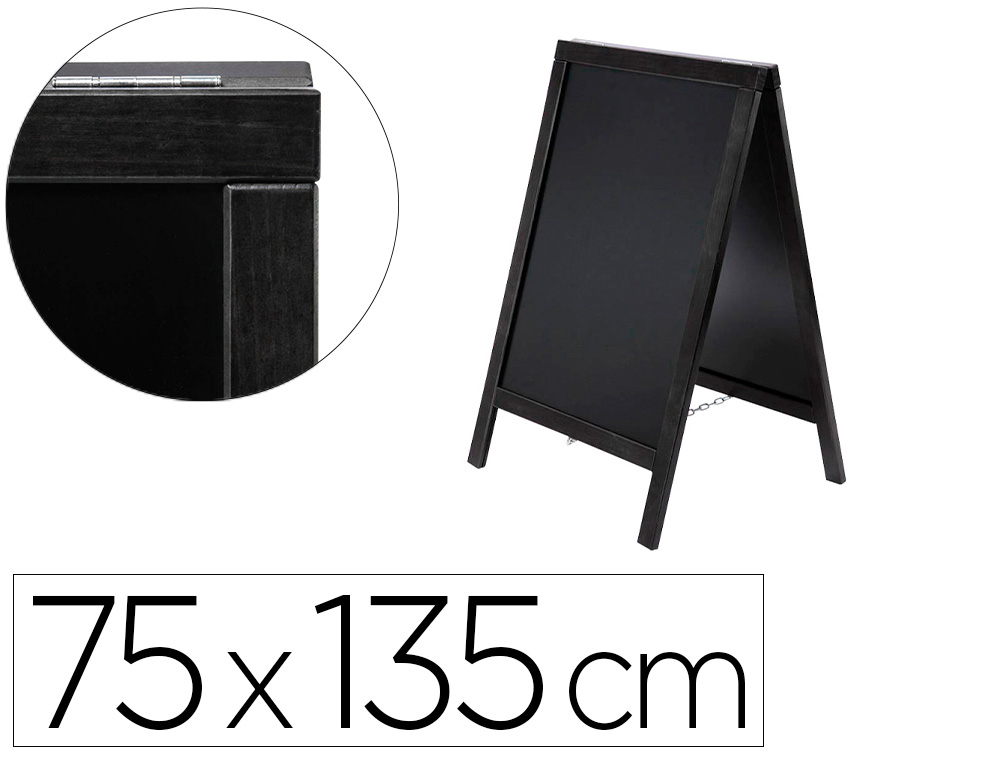 TABLEAU SOL NOIR LIDERPAPEL BOIS HTELLERIE CHEVALET DOUBLE FACE MARQUEUR TYPE CRAIE 75X135X52CM