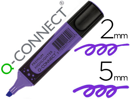 SURLIGNEUR Q-CONNECT PREMIUM POINTE BISEAUTE ENCRE BASE EAU CORPS COULEUR ENCRE GRIP CAOUTCHOUC CAPUCHON CLIP VIOLET
