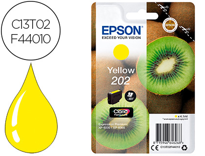 CARTOUCHE EPSON JET D'ENCRE 202 COULEUR JAUNE 300P