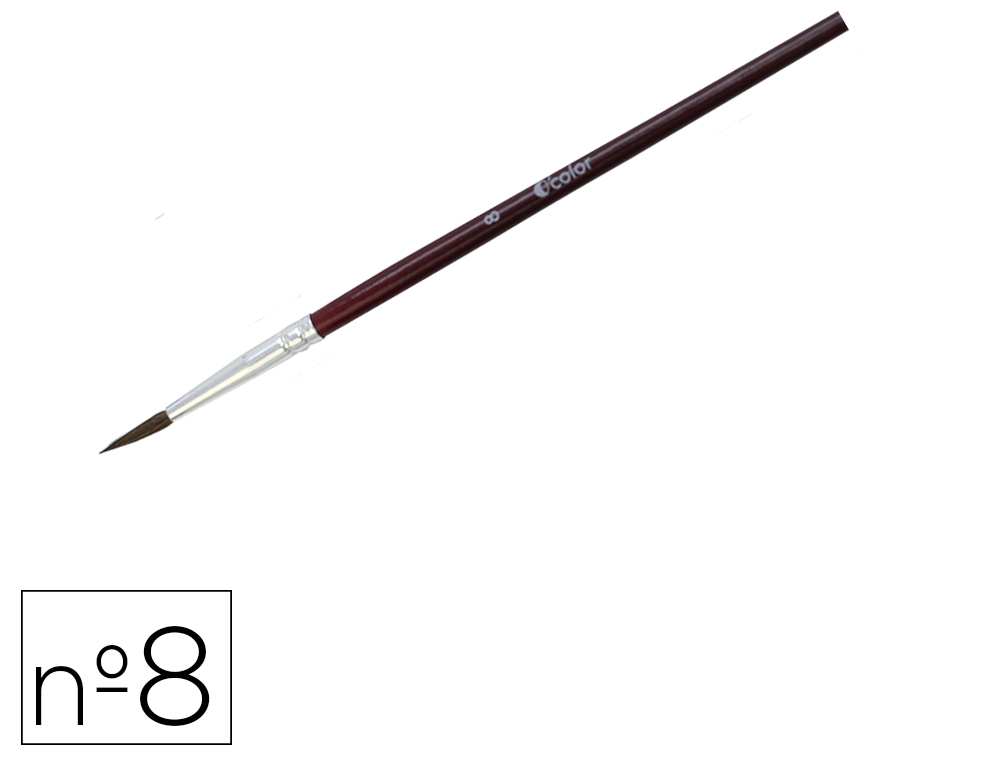 PINCEAU O'COLOR POILS PONEY N8 IDEAL GOUACHE ET AQUARELLEVIROLE ALUMINIUM MANCHE BOIS  LAQUE LOT 10 UNITES