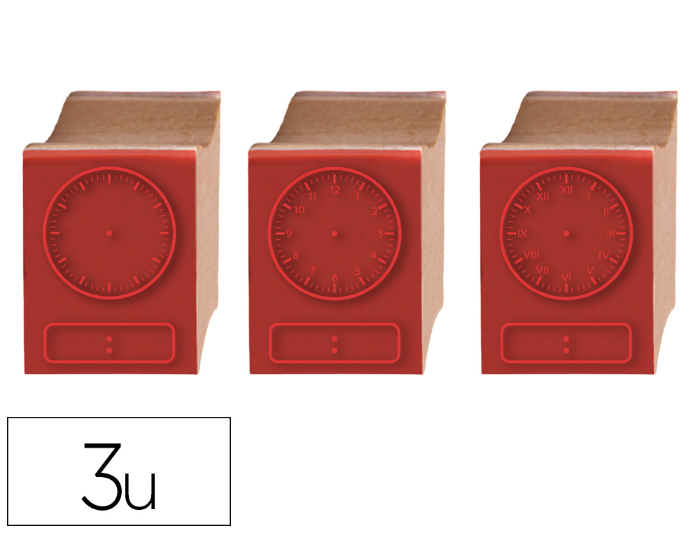 TAMPONS SODERTEX BOIS HORLOGE POUR APPRENDRE LIRE HEURE     SANS CHIFFRE CHIFFRES 1/12    CHIFFRES ROMAINS PACK 3 UNITES