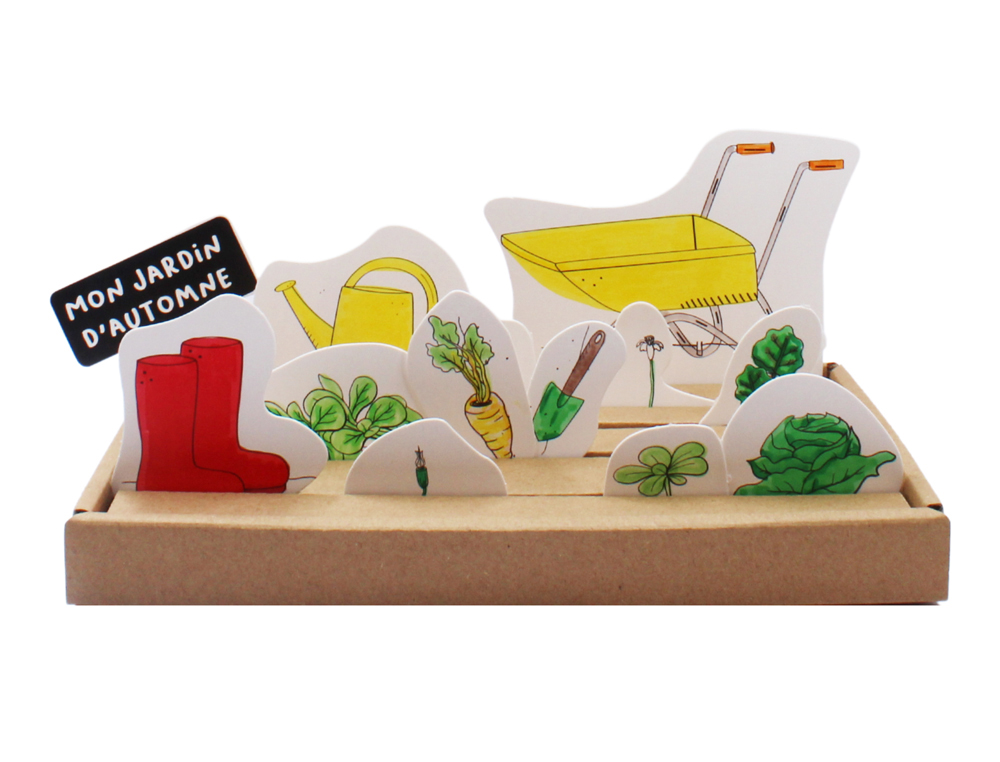 MON JARDIN 4 SAISONS SODERTEX MONTER ET COLORIER CARTON ET  PAPIER 24X34,4CM 4 SOCLES     CARTON KRAFT + 7 PLANCHES