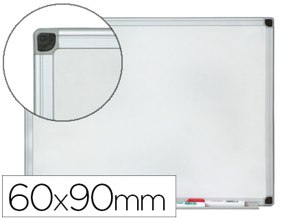TABLEAU Q-CONNECT MAGNTIQUE MAILL 800 DEGRS VITRIFI CADRE ALUMINIUM PORTE-MARQUEURS 60X90CM COLORIS BLANC