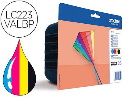 CARTOUCHE BROTHER JET D'ENCRE ORIGINALE LC223 3 COULEURS + NOIR MULTIPACK 4 UNITS
