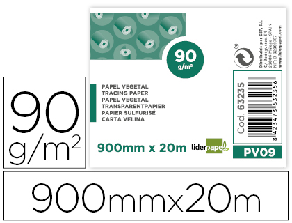 PAPIER CALQUE LIDERPAPEL 90CMX20M 90G ROULEAU