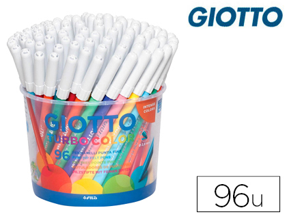 FEUTRE COLORIAGE GIOTTO TURBO COLOR ULTRA LONGUE DURE POINTE BLOQUE POLYESTER INDFORMABLE 12 COLORIS 96 UNITS