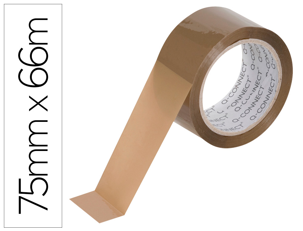RUBAN ADHESIF Q-CONNECT POLYPROPYLENE 45 MICRONS      66MX75MM POUR EMBALLAGE       COLORIS HAVANE