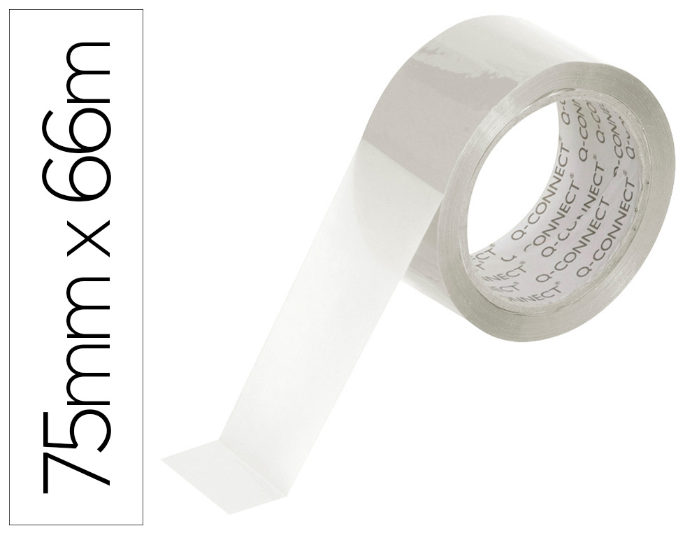 RUBAN ADHESIF Q-CONNECT POLYPROPYLENE POUR EMBALLAGE  45 MICRONS 66MX75MM COLORIS   TRANSPARENT