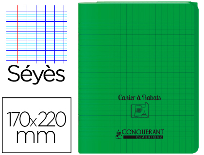 CAHIER  RABAT AGRAF CONQURANT CLASSIQUE COUVERTURE POLYPROPYLNE 17X22CM 48 PAGES 90G SYS COLORIS VERT