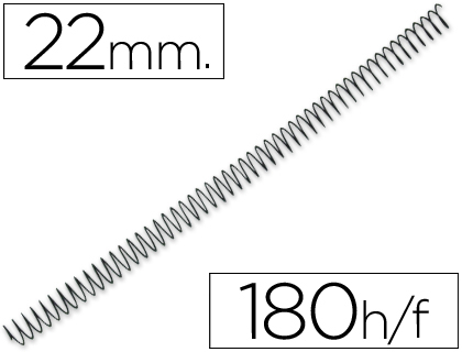 SPIRALE Q-CONNECT MTALLIQUE RELIEUR PAS 5:1 180F CALIBRE 1.2MM DIAMTRE 22MM COLORIS NOIR BOTE 100 UNITS
