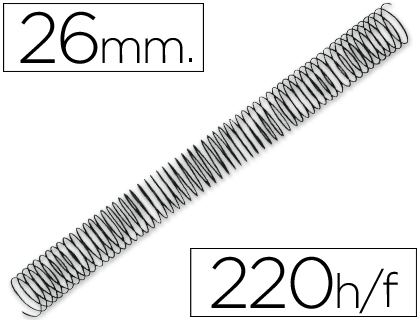 SPIRALE Q-CONNECT MTALLIQUE RELIEUR PAS 5:1 220F CALIBRE 1.2MM DIAMTRE 26MM COLORIS NOIR BOTE 50 UNITS