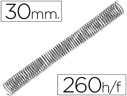 SPIRALE Q-CONNECT MTALLIQUE RELIEUR PAS 5:1 260F CALIBRE 1.2MM DIAMTRE 30MM COLORIS NOIR BOTE 50 UNITS