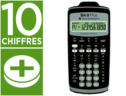 CALCULATRICE TEXAS INSTRUMENTS FINANCIRE BA II PLUS VALEUR TEMPS CASH FLOW FONCTION TRIGONOMTRIQUE 165X76X18MM 117.4G