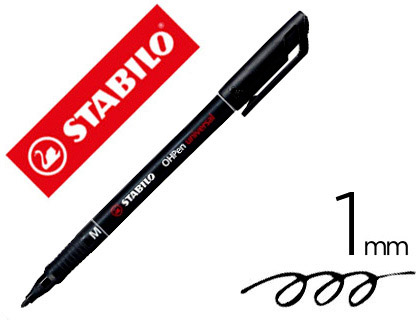 STYLO-FEUTRE STABILO OHP PEN PERMANENT POINTE MOYENNE 1MM ENCRE INDLBILE MULTI-SUPPORTS AGRAFE COLORIS NOIR