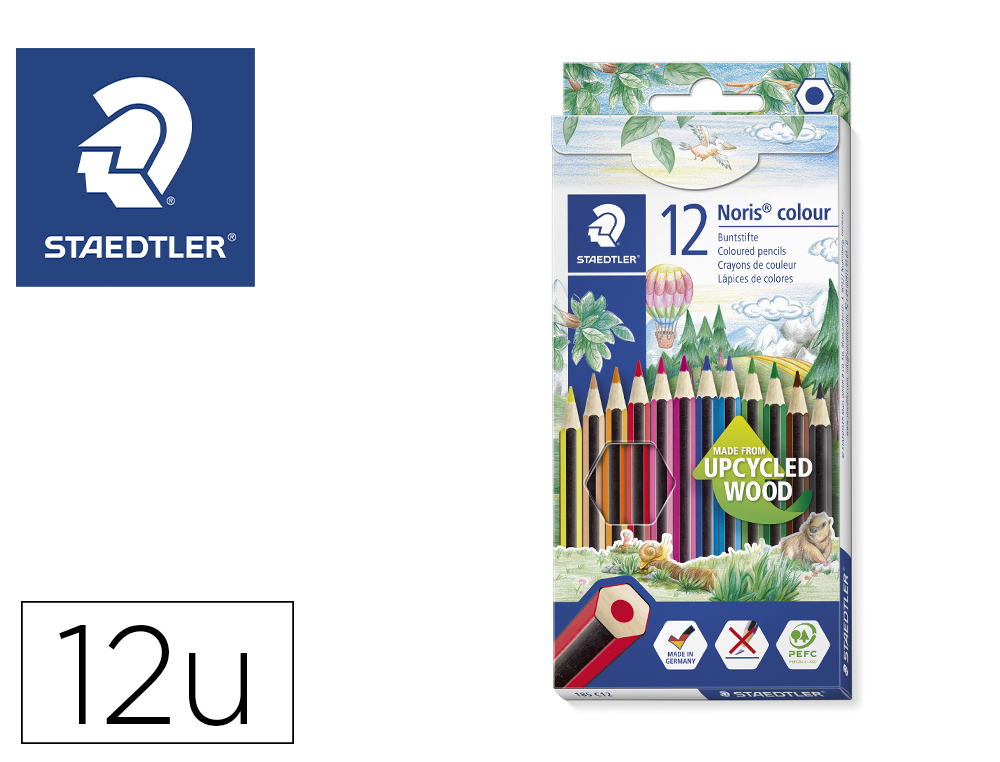 CRAYON COULEUR STAEDTLER NORIS COLOUR 185 HEXAGONAL 175MM TUI CARTON WOPEX COULEURS ASSORTIES 12 UNITS