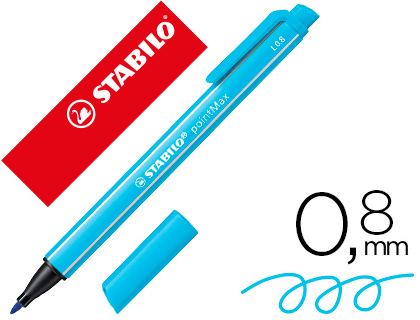 STYLO-FEUTRE STABILO POINTMAX POINTE MOYENNE EN NYLON TRAC 0,8MM ULTRA ROBUSTE COLORIS BLEU AZUR