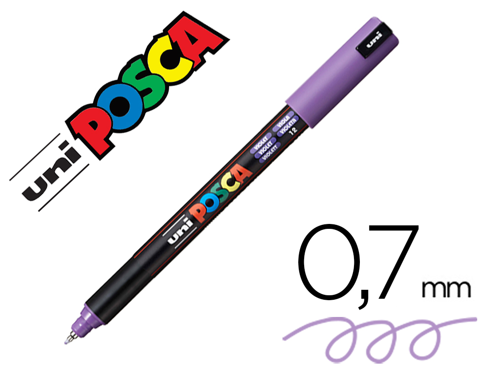 MARQUEUR POSCA PC1MR BASE EAU POINTE CALIBREE EXTRA FINE    0,7MM VIOLET             SANS/ODEURS/ALCOOL/SOLVANT TOUS