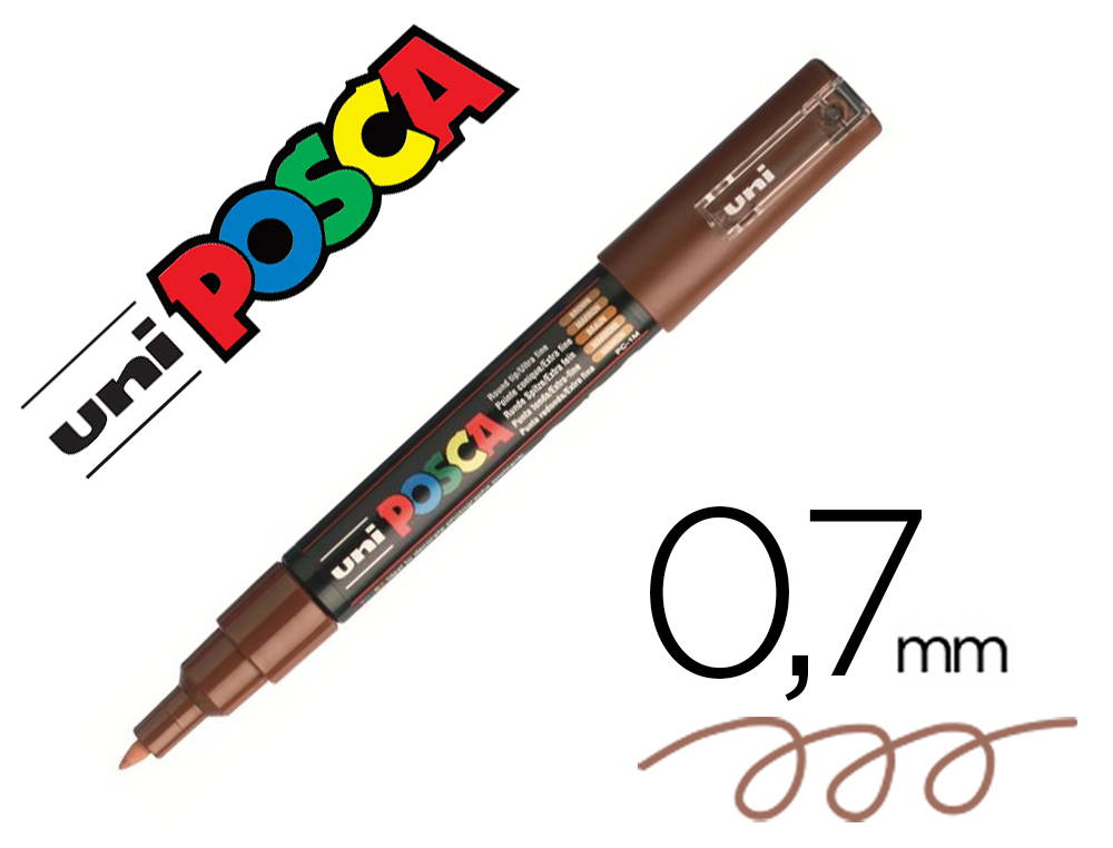 MARQUEUR POSCA PC1MC BASE EAU POINTE CONIQUE EXTRA FINE     0,7MM MARRON             SANS/ODEURS/ALCOOL/SOLVANT TOUS