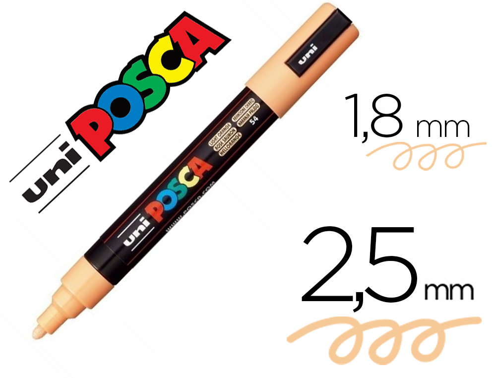 MARQUEUR POSCA PC5M BASE EAU POINTE CONIQUE MOYENNE        1,8-2,5MM SANS                ODEURS/ALCOOL/SOLVANT TOUS