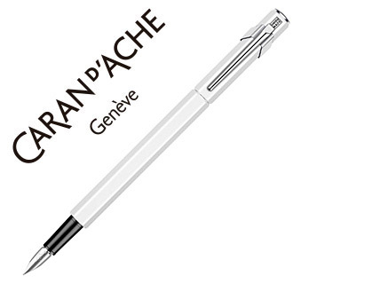 STYLO-PLUME CARAN D'ACHE 840 POP LINE CORPS ALUMINIUM PLUME MOYENNE COLORIS BLANC TUI