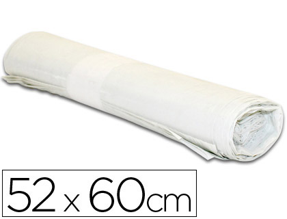 SAC POUBELLE DOMESTIQUE 52X60CM CALIBRE 70 CAPACIT 20L COLORIS BLANC ROULEAU 20 UNITS