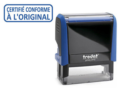 FORMULE COMMERCIALE TRODAT XPRINT CERTIFI CONFORME  L'ORIGINAL EMPREINTE 44X15MM ENCRAGE AUTOMATIQUE RECHARGEABLE BLEU