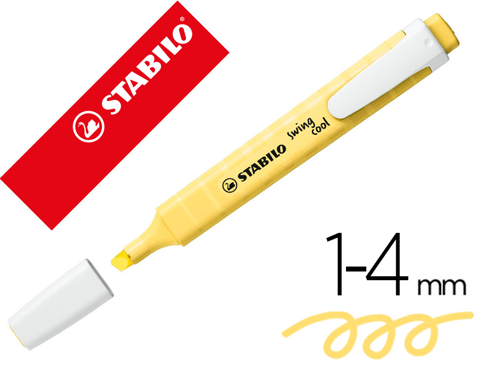SURLIGNEUR STABILO SWING COOL PASTEL MODLE DE POCHE AVEC AGRAFE TRAC 1/4MM COLORIS CRME DE JAUNE