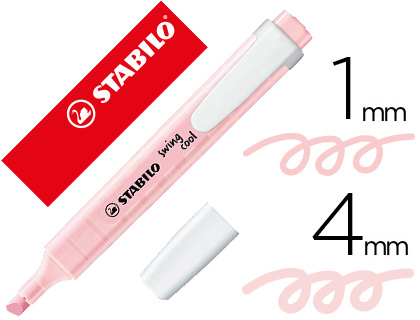 SURLIGNEUR STABILO SWING COOL PASTEL MODLE DE POCHE AVEC AGRAFE TRAC 1/4MM COLORIS SOUPON DE ROSE