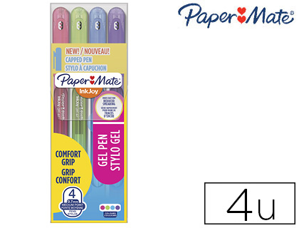 ROLLER PAPER MATE INKJOY GEL 600ST POINTE MOYENNE 0.7MM POCHETTE COLORIS FUN 4 UNITS