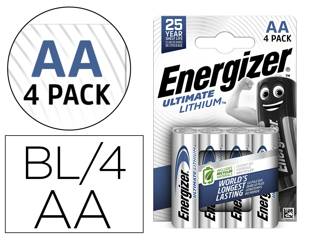 PILE ENERGIZER AA ULTIMATE LITHIUM AA BLISTER 4 UNITS