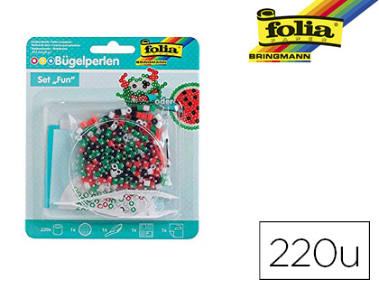 PERLE  REPASSER FOLIA CERCLE EN KIT COMPLET AVEC 1 PLAQUE 220 PERLES ET 1 PINCETTE