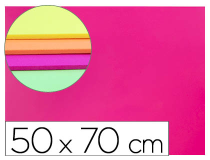 PLAQUE MOUSSE LIDERPAPEL 50X70CM 60G/M2 PAISSEUR 1.5MM UNICOLORE ROSE FLUORESCENT