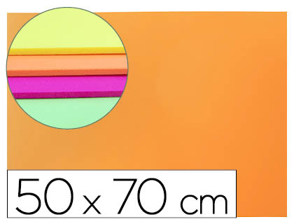 PLAQUE MOUSSE LIDERPAPEL 50X70CM 60G/M2 PAISSEUR 1.5MM UNICOLORE ORANGE FLUORESCENT